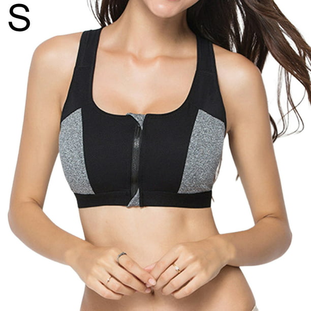 Details about   Shockproof Women Zipper Sports Bras Push Up Yoga Crop Top Gym Fitness Breathable